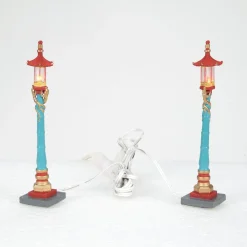 Christmas In The City Series*Department 56 Chinatown Post Lamps S/2