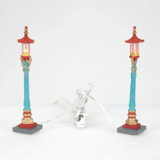 Christmas In The City Series*Department 56 Chinatown Post Lamps S/2