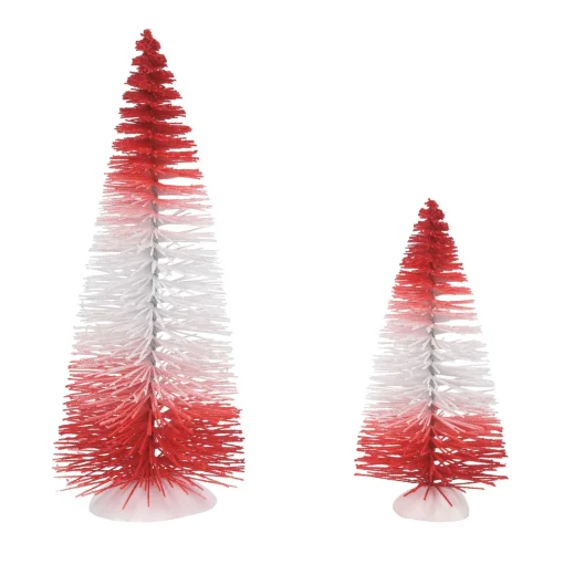 Village Accessories*Department 56 Peppermint Stripe Trees set2